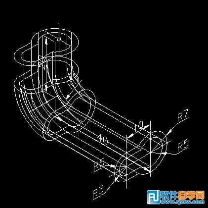 用CAD2004绘制弯曲路径拉伸实体