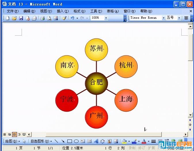 利用word图表来制作企业产品拓展图